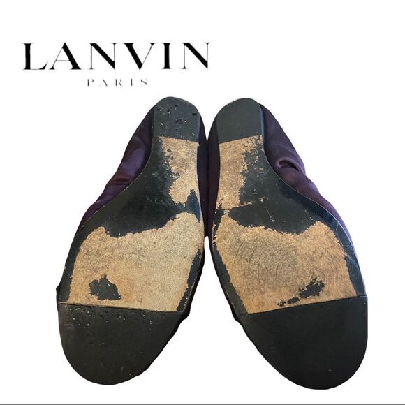LANVIN Paris Purple Black Women's Round Toe Ballet Flats with Dust Bag 6 - Picture 6 of 8